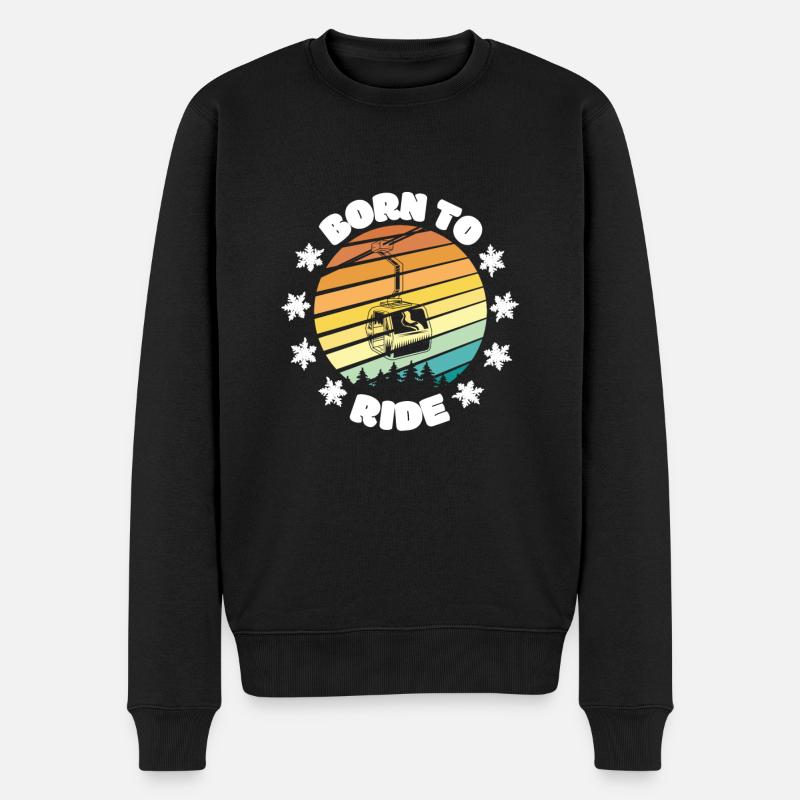 Born to Ride, Ski - Männer Premium Bio Pullover - Schwarz