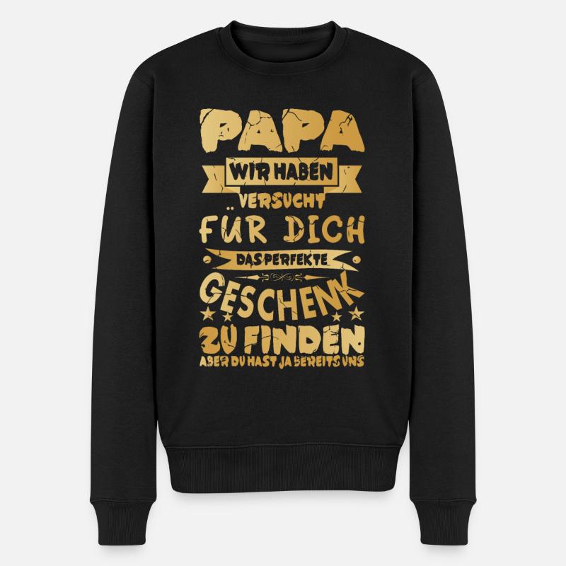 Geschenk für Papa - Männer Premium Bio Pullover - Schwarz