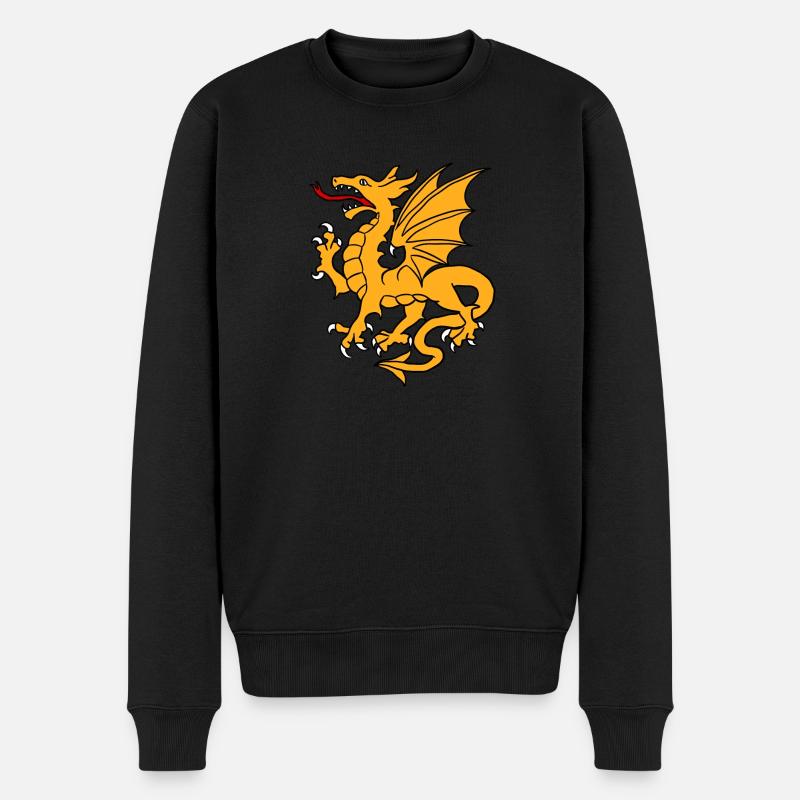 Goldener Drache - Männer Premium Bio Pullover - Schwarz