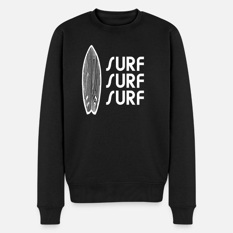 Surf Surf SUrf - Männer Premium Bio Pullover - Schwarz