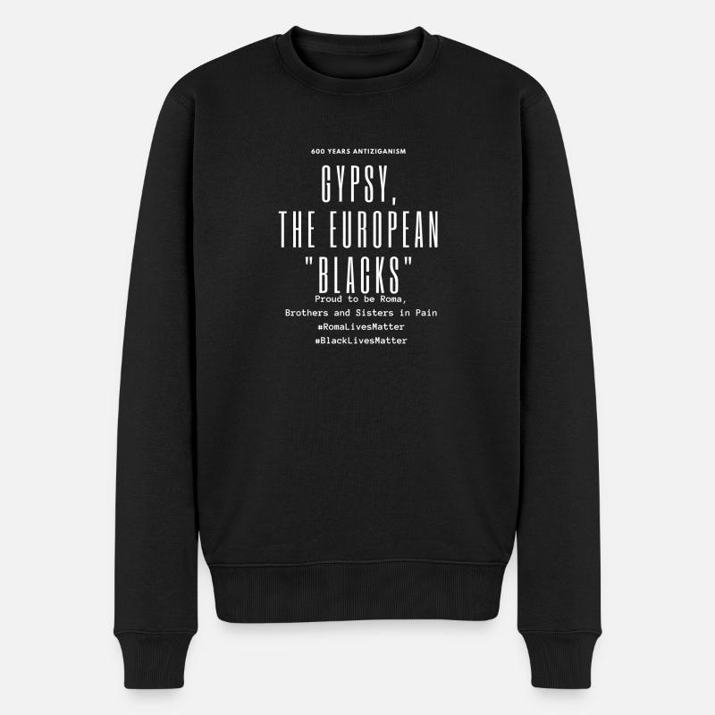 Tsigane, les « Noirs » européens - Lettres blanches - Pull Premium bio Homme - noir