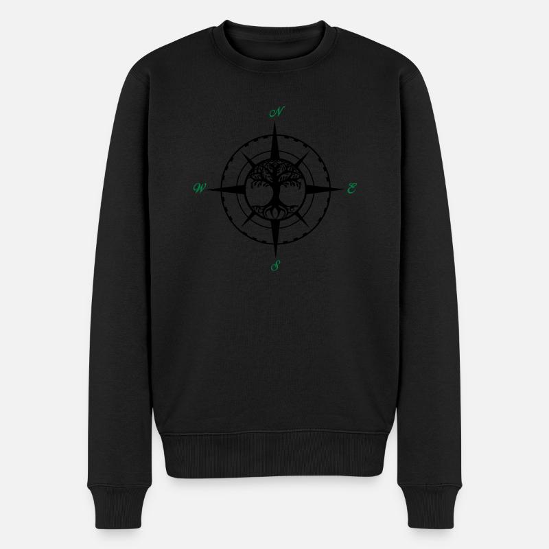 kompass tree of life 02 - Männer Premium Bio Pullover - Schwarz