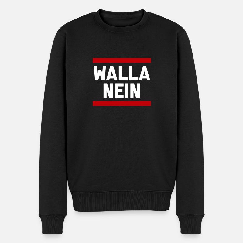 WALLA NEIN - Männer Premium Bio Pullover - Schwarz