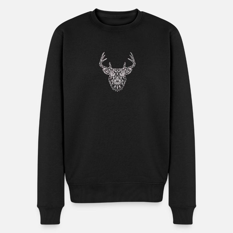 Hirschgeweih - Männer Premium Bio Pullover - Schwarz