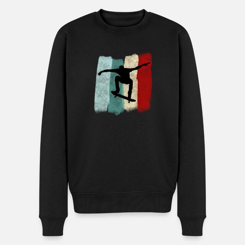 retro skater - Männer Premium Bio Pullover - Schwarz