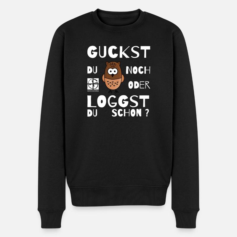 GEOCACHING - Tu regardes ou tu as déjà un plan ? - Pull Premium bio Homme - noir