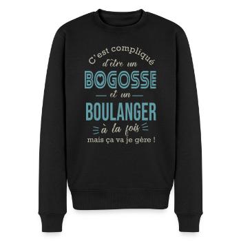 boulanger bogosse Cadeau humour boulanger pain - Pull Premium bio Homme - noir - Devant - Nico (187cm)
