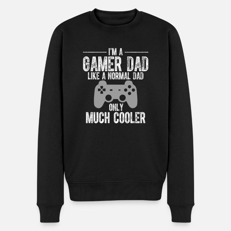 Gamer Dad som en normal far videospil far - Økologisk premium-sweatshirt til mænd - sort