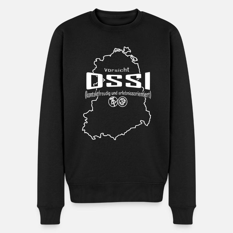 Vorsicht OSSI kontaktfreudig & erlebnissorientiert - Männer Premium Bio Pullover - Schwarz