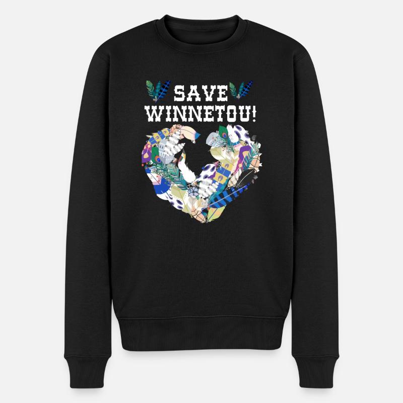 save winnetou,schrift,typo,Winnetou, Federn - Männer Premium Bio Pullover - Schwarz