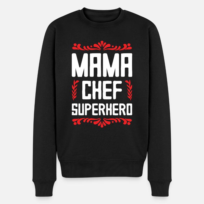 Mama Chef Superheld Mutter - Männer Premium Bio Pullover - Schwarz