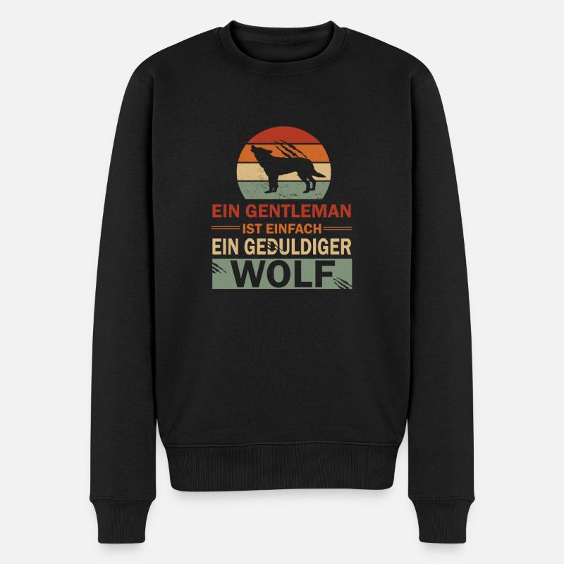Wolf - Männer Premium Bio Pullover - Schwarz