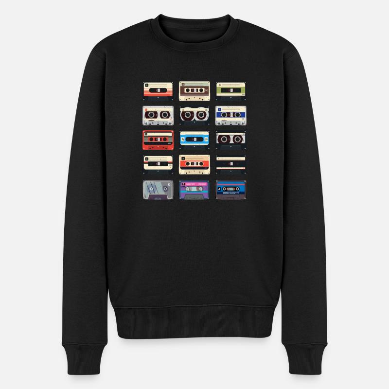 Alte Musikkassetten - Retro Old School - Männer Premium Bio Pullover - Schwarz