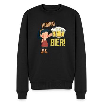 Hurra Bier - Lustiges Bierglas - Männer Premium Bio Pullover - Schwarz - Vorne - Nico (187cm)