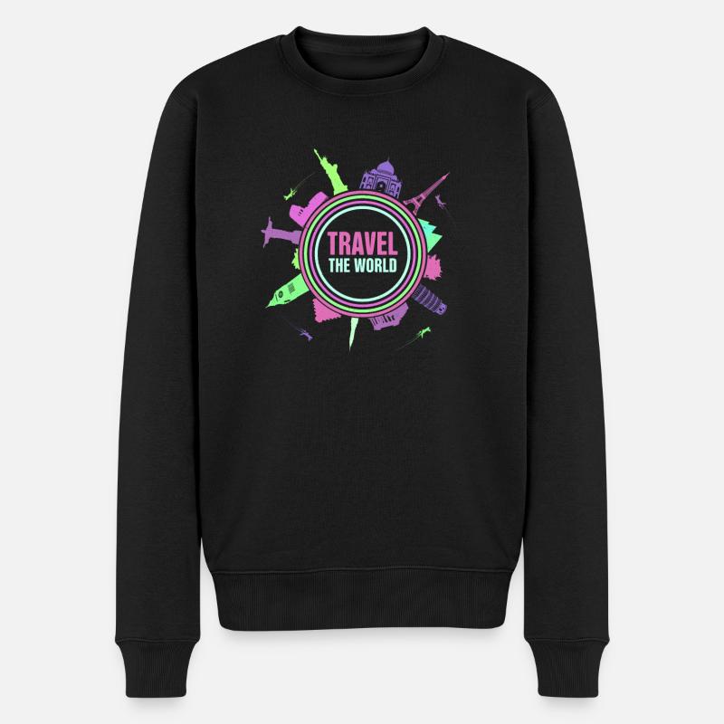Travel the World - Reiselust - Männer Premium Bio Pullover - Schwarz