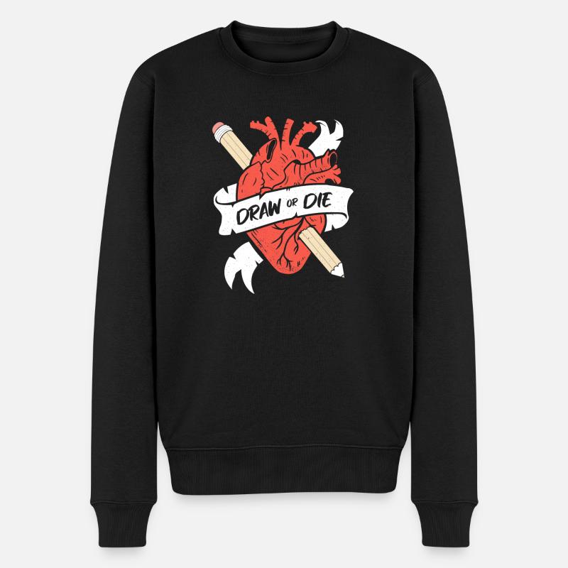 Zeichne oder stirb - Künstler lustig - Männer Premium Bio Pullover - Schwarz