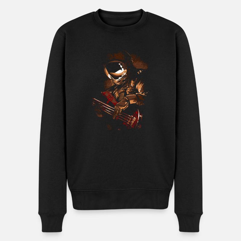 Astronaut mit Gitarre - Männer Premium Bio Pullover - Schwarz