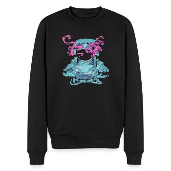 Rauchender Astronaut im Weltall - Männer Premium Bio Pullover - Schwarz - Vorne - Nico (187cm)