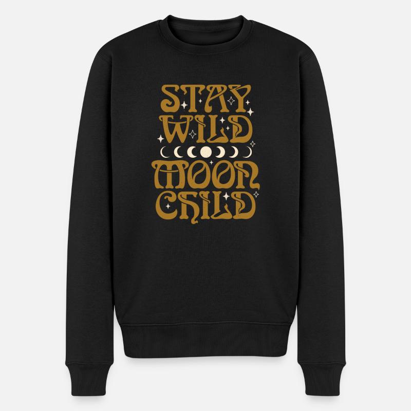 Stay Wild Moon Child - Männer Premium Bio Pullover - Schwarz
