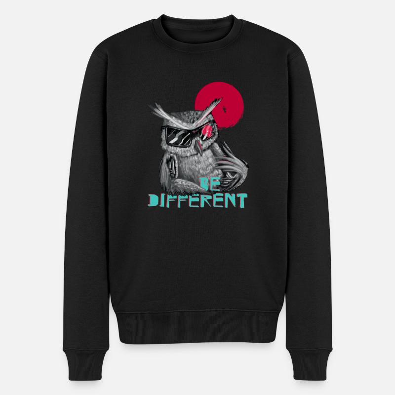 Be different Eule - einzigartig & besonders - Männer Premium Bio Pullover - Schwarz