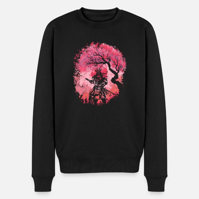 Samurai im roten Wald - Männer Premium Bio Pullover - Schwarz