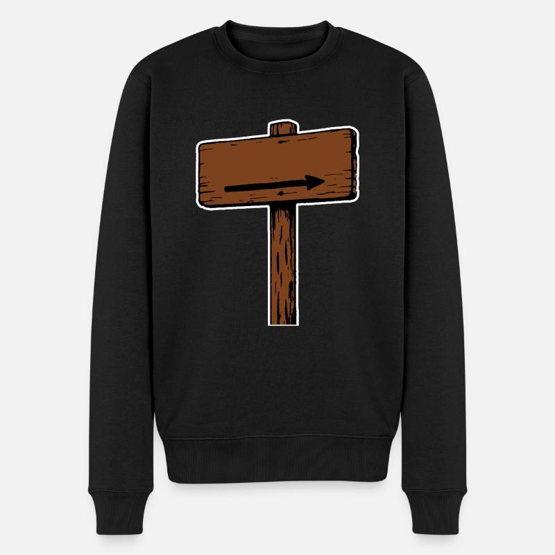 Panneau en bois Panneau indicateur flèche directionnelle - Pull Premium bio Homme - noir