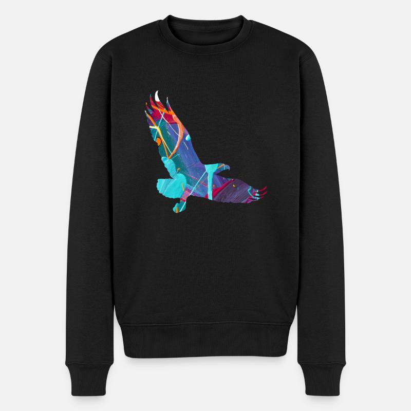 Adler, Graffiti, Malerei, bunt, vogel - Männer Premium Bio Pullover - Schwarz