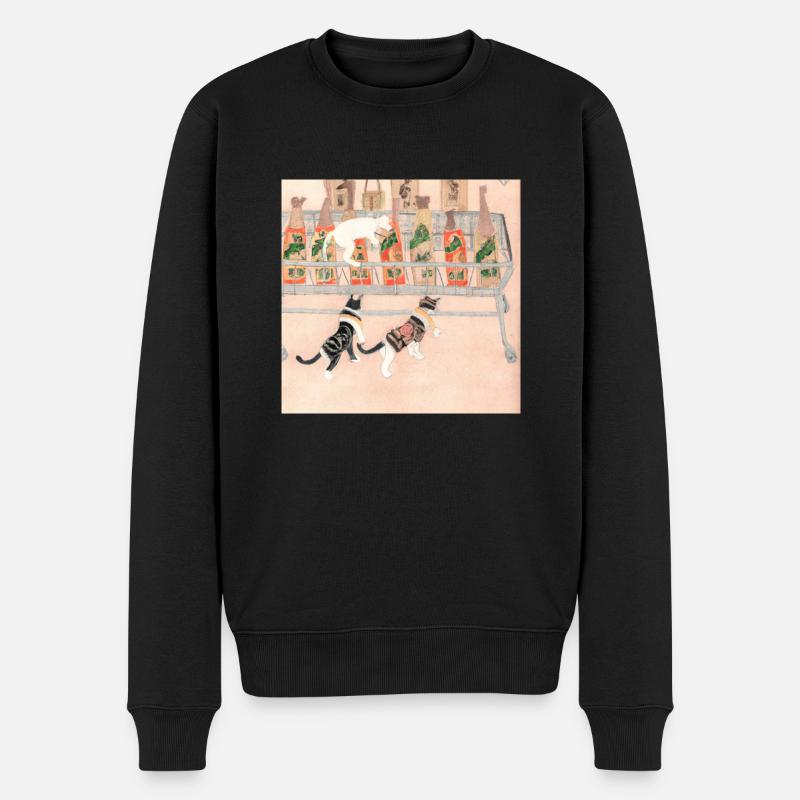 Chats faisant leurs courses - Pull Premium bio Homme - noir