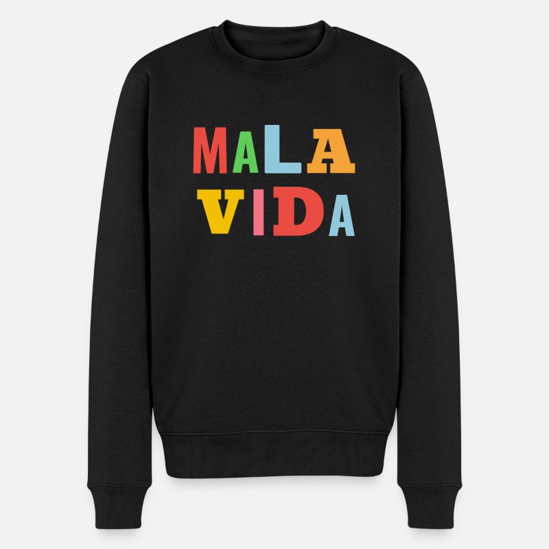 Schlechtes Leben - Männer Premium Bio Pullover - Schwarz