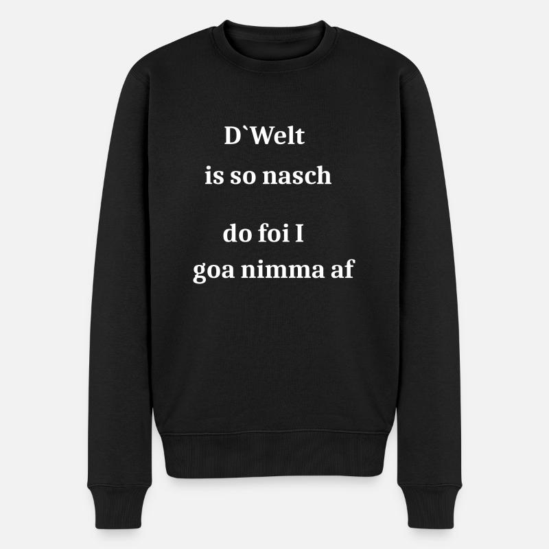 bayerisch lustig, nasche Welt - Männer Premium Bio Pullover - Schwarz