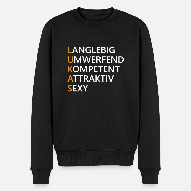 Lukas Name Geschenk - Männer Premium Bio Pullover - Schwarz