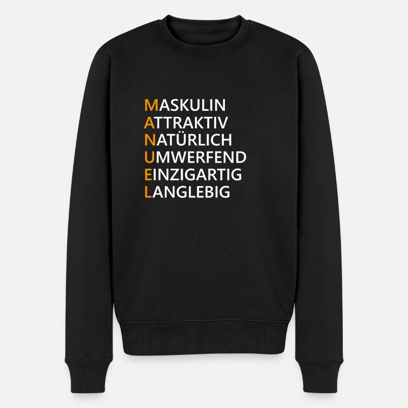 Manuel Name Geschenk - Männer Premium Bio Pullover - Schwarz