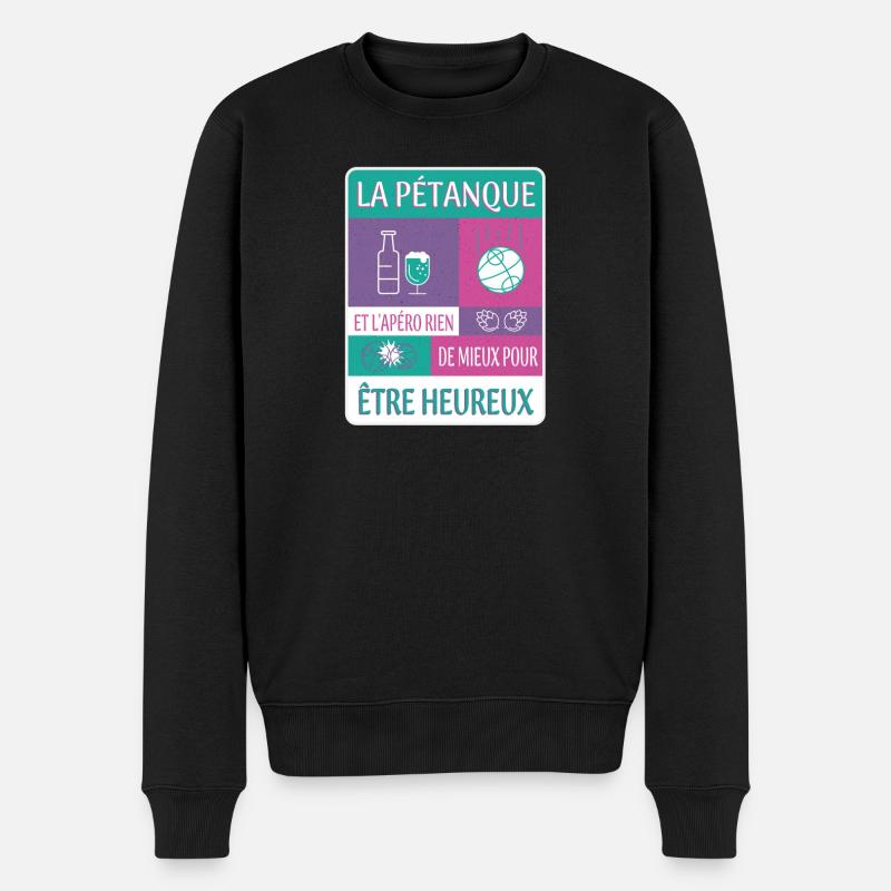 PÉTANQUE ET APÉRITIF - Pull Premium bio Homme - noir