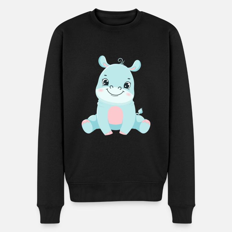 Hippo Familie Mutter Baby T-Shirt - Männer Premium Bio Pullover - Schwarz