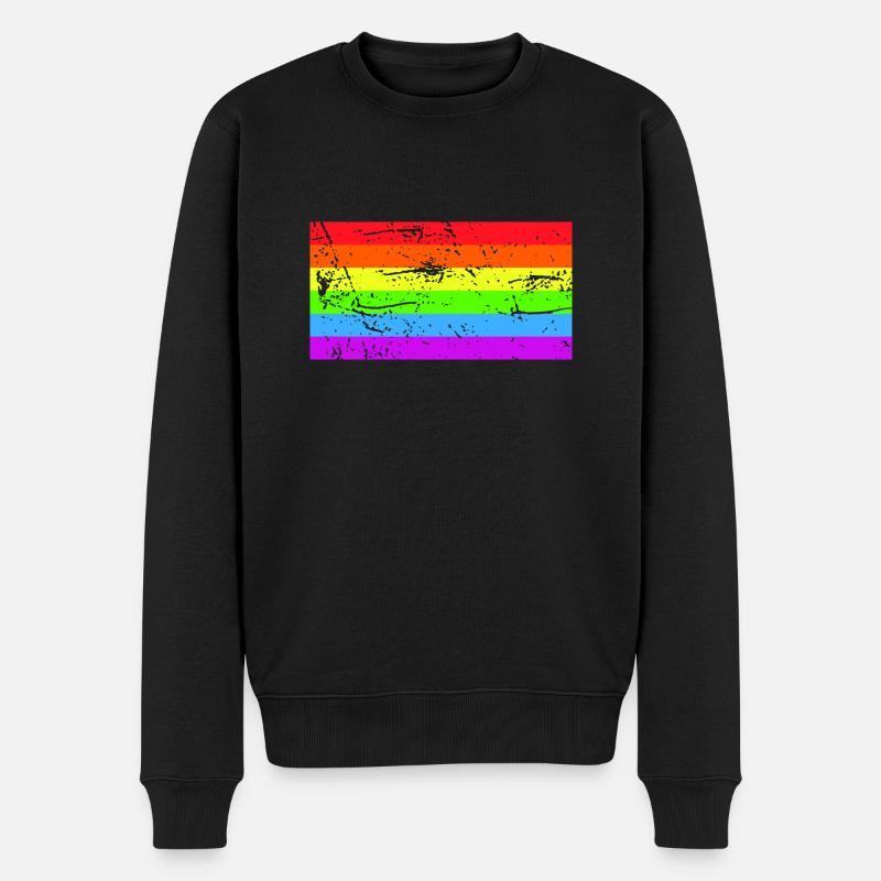 Drapeau arc-en-ciel Grunge - Pull Premium bio Homme - noir