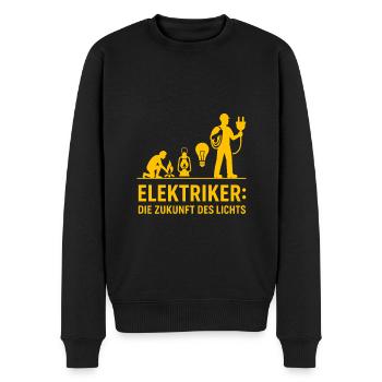 Die Evolution des Elektrikers - Männer Premium Bio Pullover - Schwarz - Vorne - Nico (187cm)