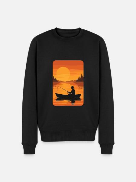 Fishing at sunset - Men's Premium Organic Jumper - black