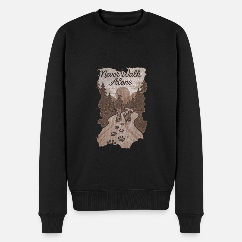 Ne marchez jamais seul avec un motif de chien - Pull Premium bio Homme - noir