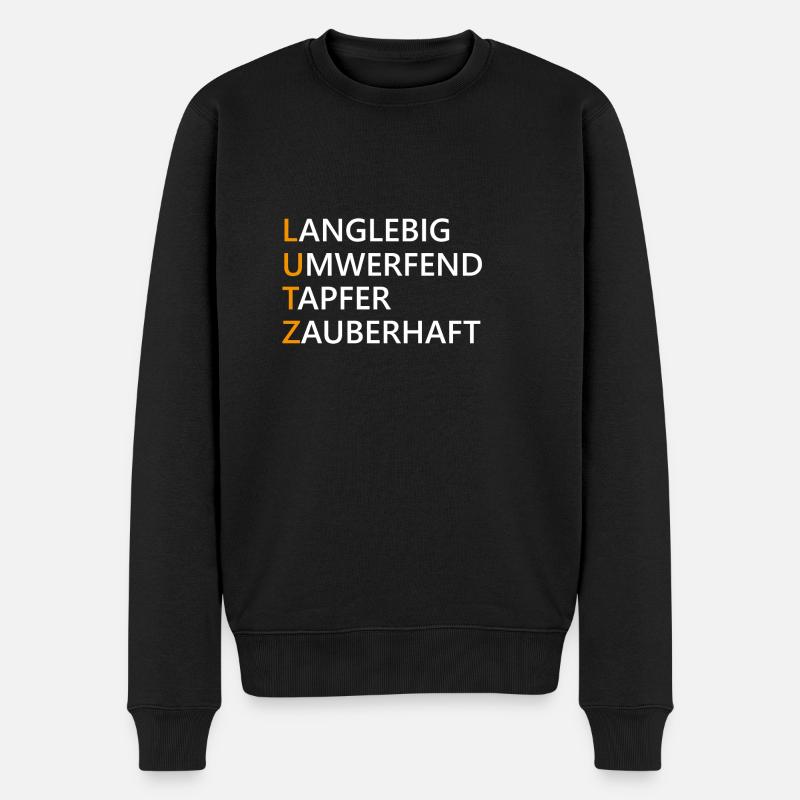 Lutz Name Geschenk - Männer Premium Bio Pullover - Schwarz