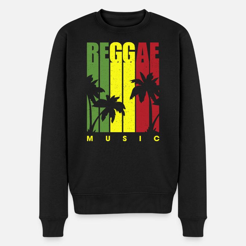 Retro Reggae - Männer Premium Bio Pullover - Schwarz