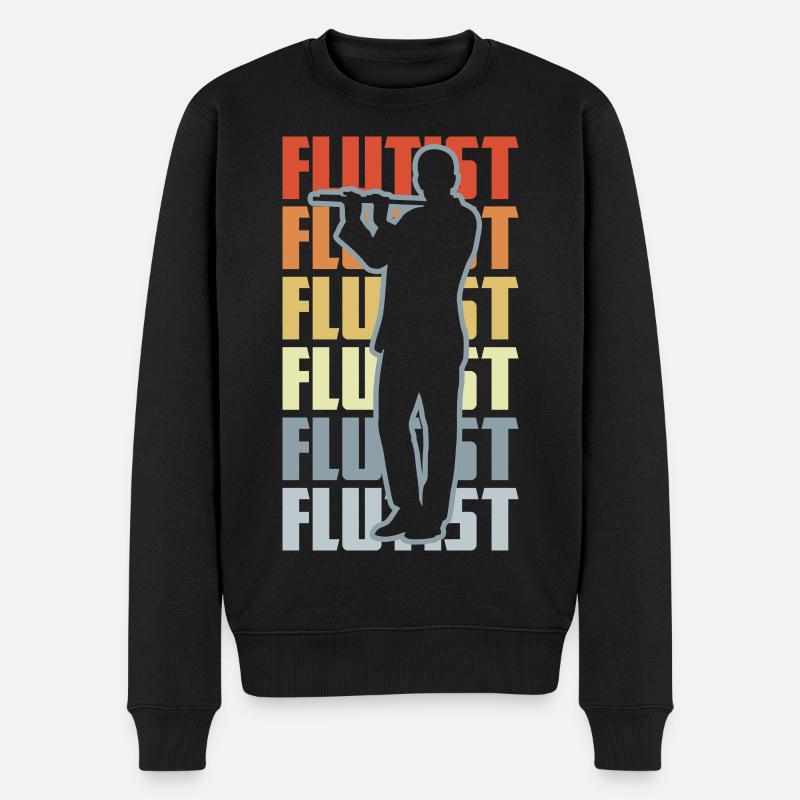 Retro Flötist - Männer Premium Bio Pullover - Schwarz