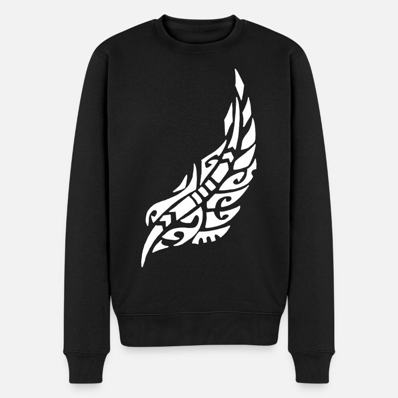 Weiße Vogelfeder - Männer Premium Bio Pullover - Schwarz