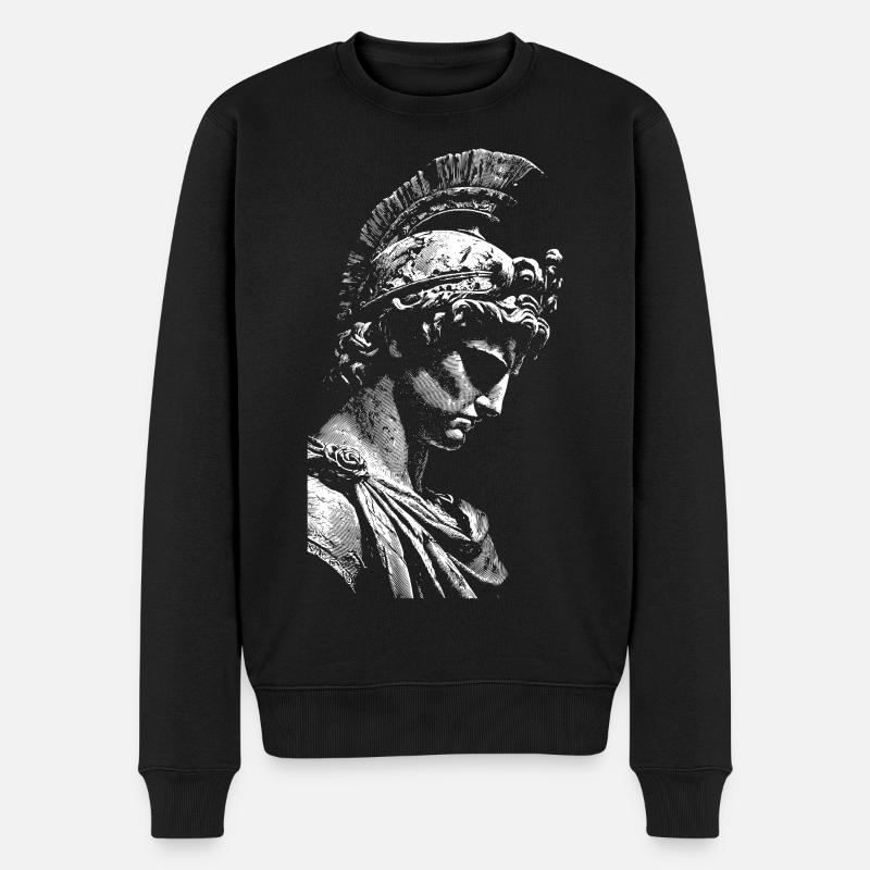 Antike Heldenstatue Kontrastdruck - Männer Premium Bio Pullover - Schwarz