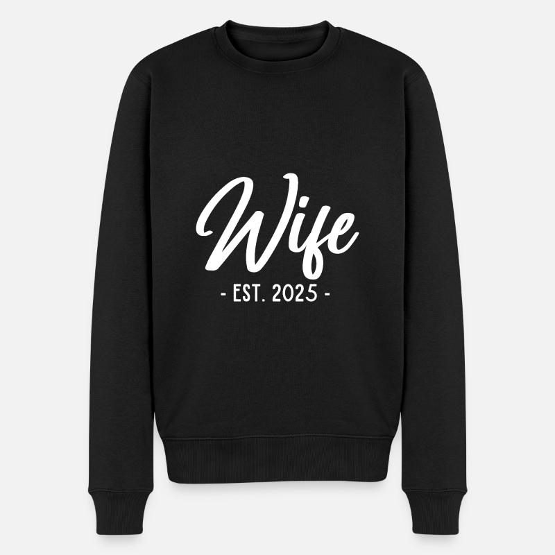 Wife EST 2025 Ehefrau frisch verlobt verheiratet - Männer Premium Bio Pullover - Schwarz