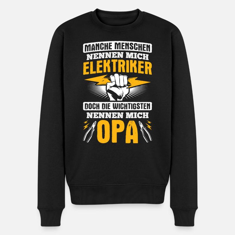 Elektriker Strom Elektrik - Männer Premium Bio Pullover - Schwarz
