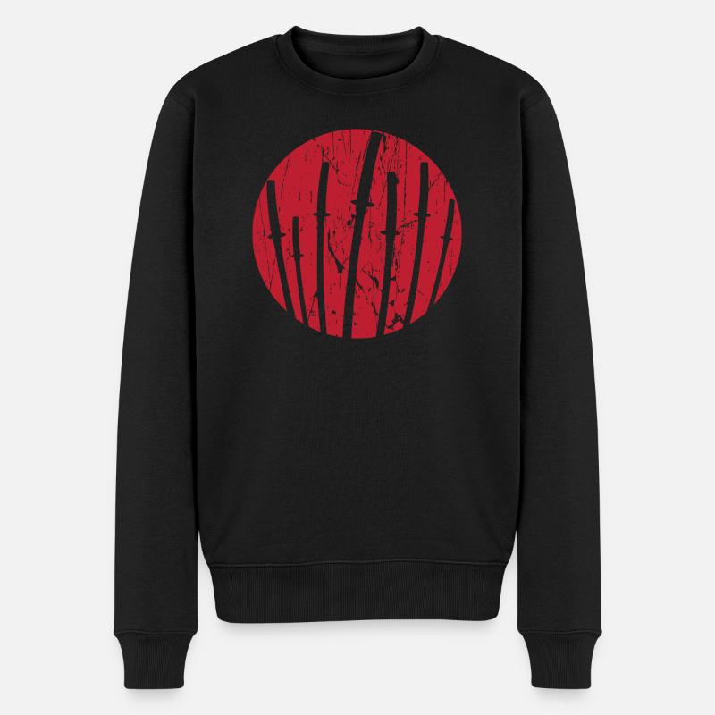 Japan Vintage Samurai Sonne - Männer Premium Bio Pullover - Schwarz