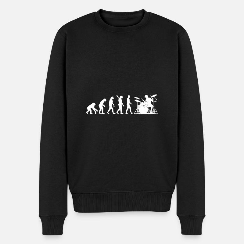 Evolution Schlagzeuger Silhouette Motiv - Männer Premium Bio Pullover - Schwarz