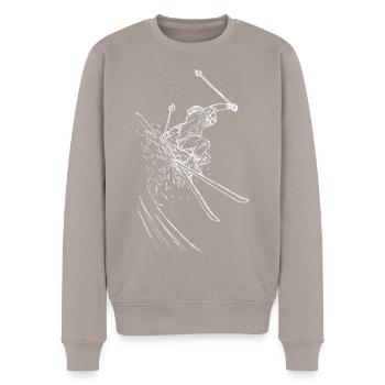 Skifahren - Freerider - Männer Premium Bio Pullover - Taupe - Vorne - Nico (187cm)