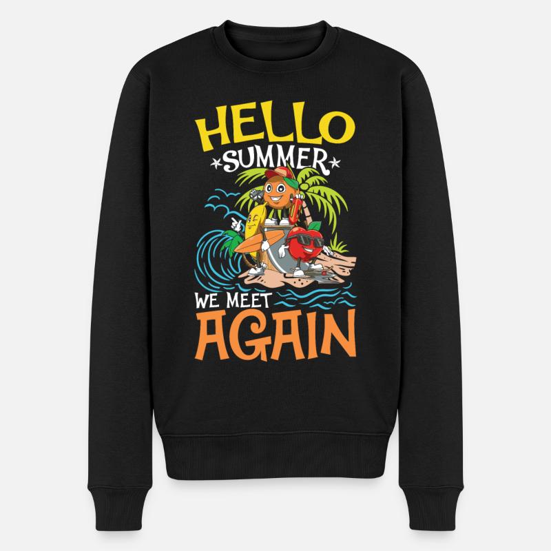 Hello Summer We Meet Again für eine Chiller und - Männer Premium Bio Pullover - Schwarz