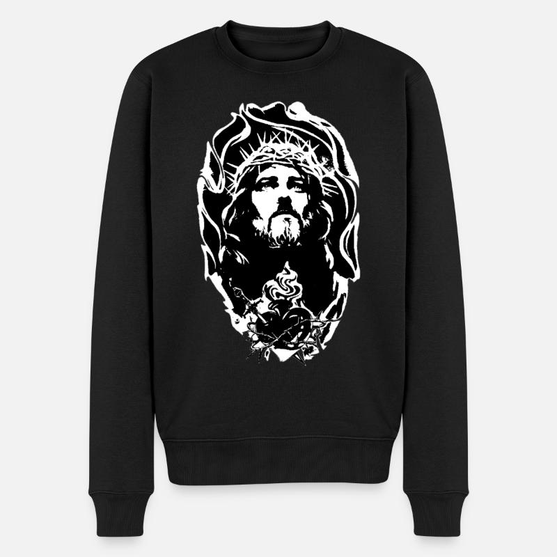 Dessin religieux catholique - Mode gothique - Pull Premium bio Homme - noir